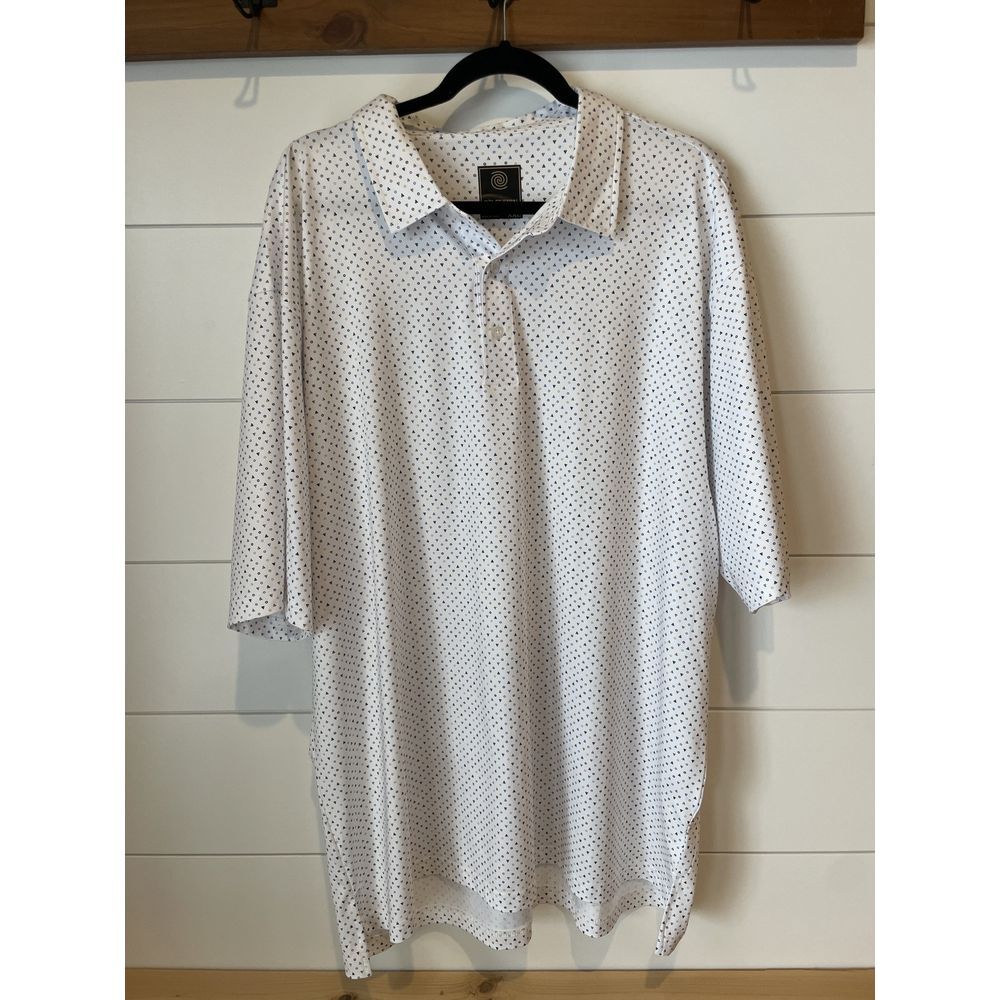 F/X Fusion Poli Golf Shirt White Neutral Print Men's XXL